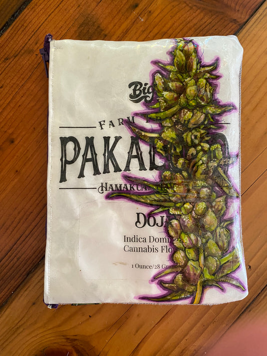 Doja Hand drawn Upcycled Cannabis Art Pouch