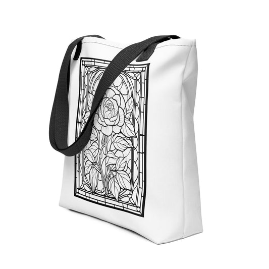 Stained Glass Rose Color-Me Tote bag