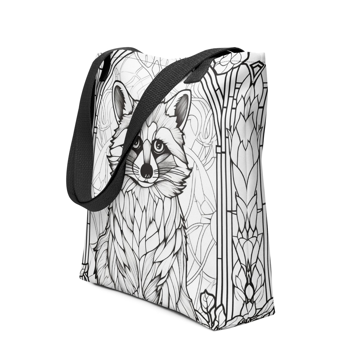 Stained Glass Racoon Color-Me Tote bag